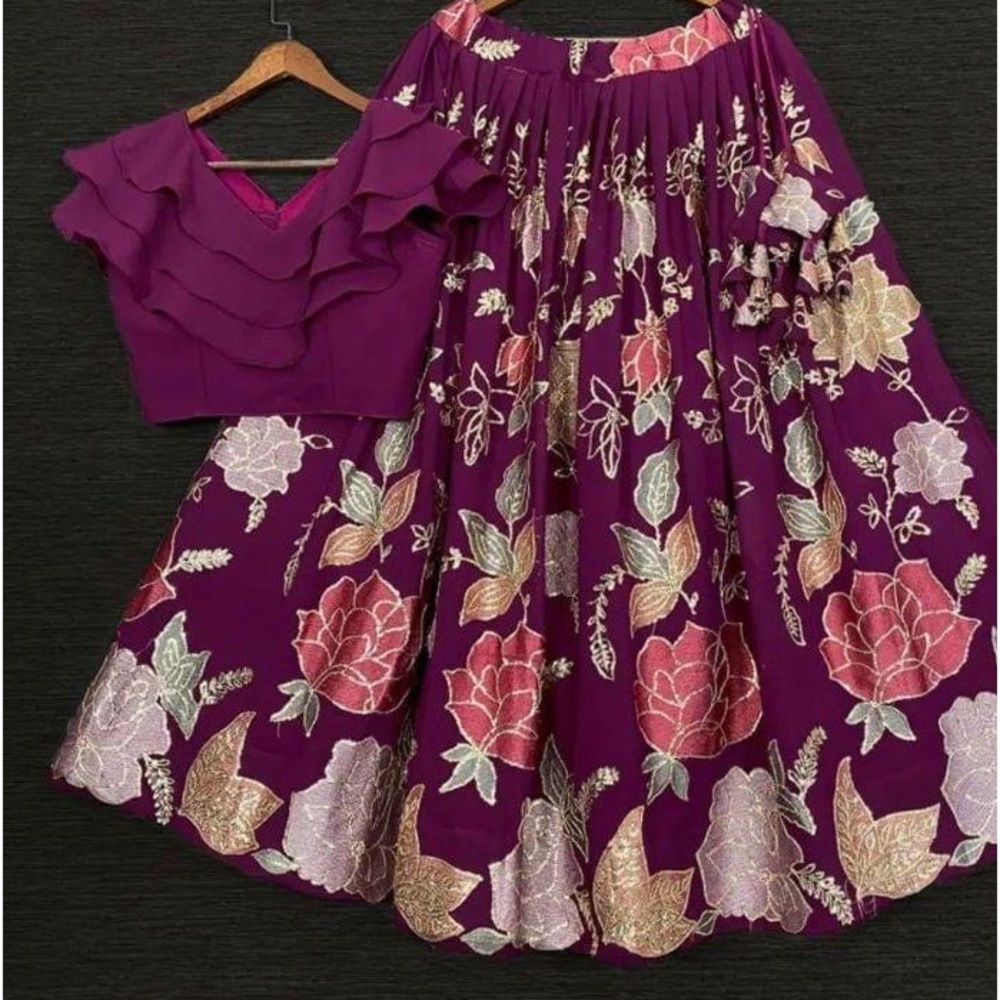 Purple lehenga with blouse (croptop)